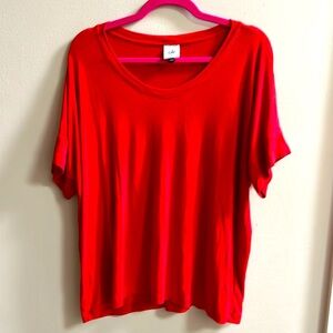 Cabi Red Toss On Tee #4374 Size Small Oversized Super Soft Roomy